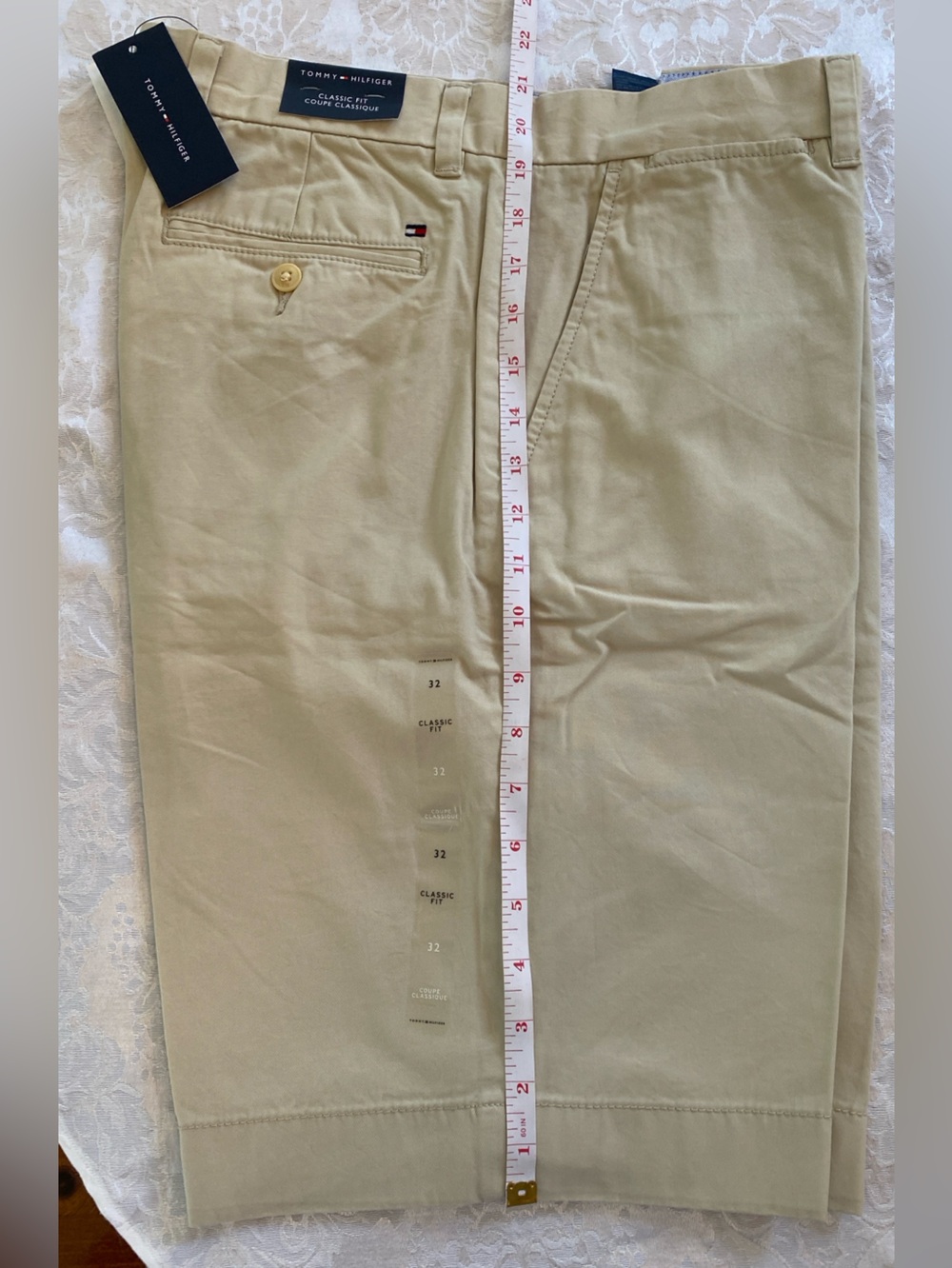 NWT Tommy Hilfiger Size 32 Beige Khaki Chino Shorts Classic Fit in 100% Cotton - Picture 3 of 8
